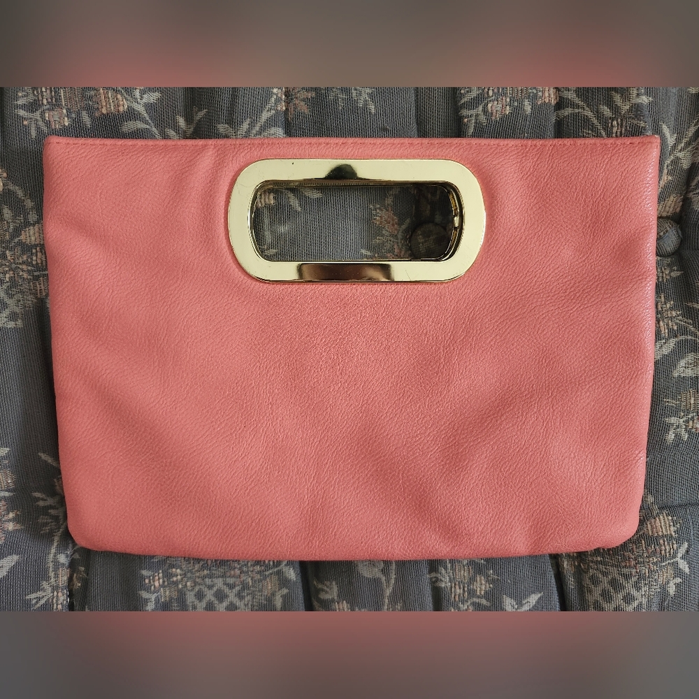 Vintage Gunne Sax by Jessica McClintock Peach Clutch with Gold Accents